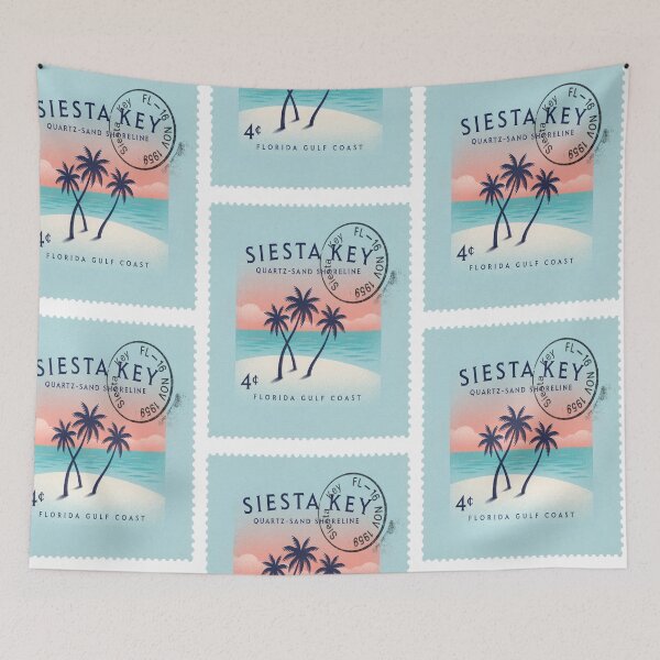 Item preview, Siesta Key Florida Quartz Sand Palm Coast Stamp Sticker designed and sold by stickercuffs.