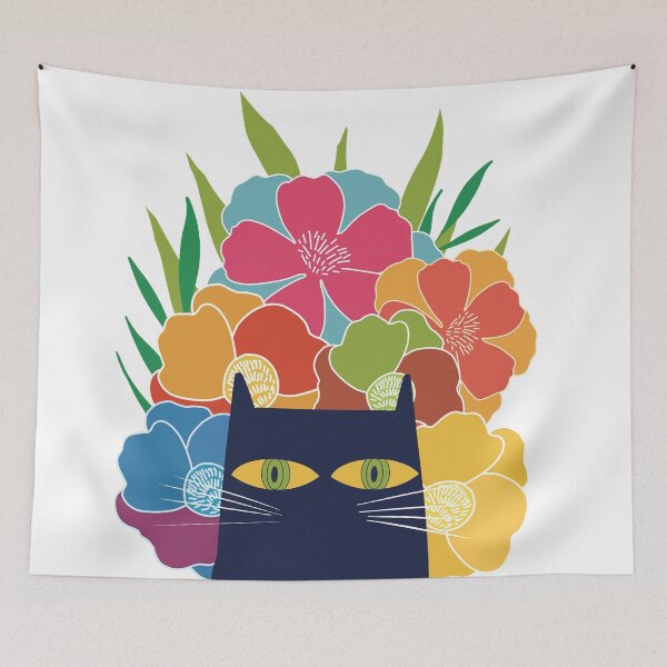 Item preview, Tropical Yellow Eyed Black Cat designed and sold by IvysCreativityHouse.