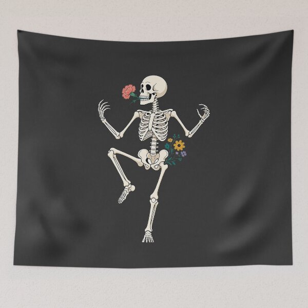 Item preview, Funny Dancing Skeleton with Flowers – Floral Skeleton Dance designed and sold by SweetLilith.