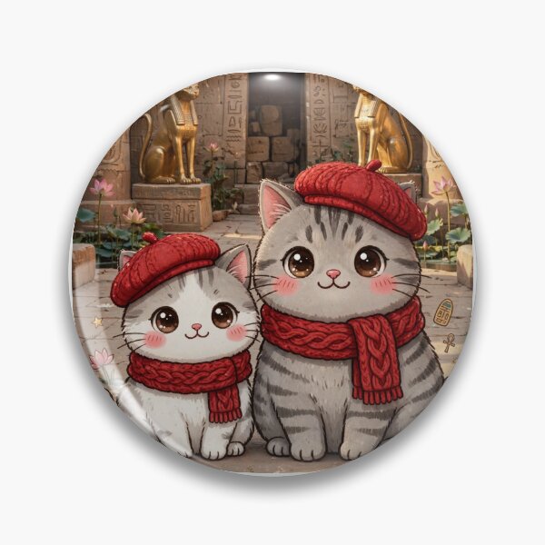 Item preview, Kawaii Egyptian Cats Freda and Junior at Temple - Bastet Temple Egypt designed and sold by MAISON SYLVIE.
