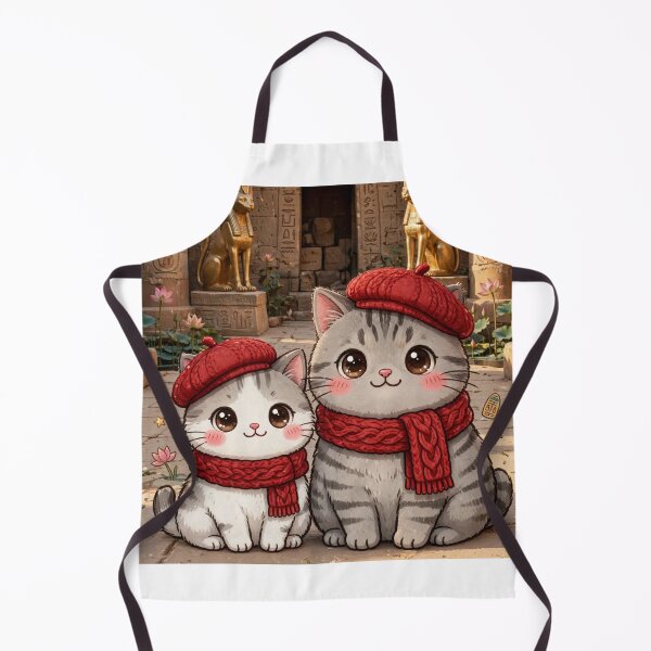 Item preview, Kawaii Egyptian Cats Freda and Junior at Temple - Bastet Temple Egypt designed and sold by MAISON SYLVIE.