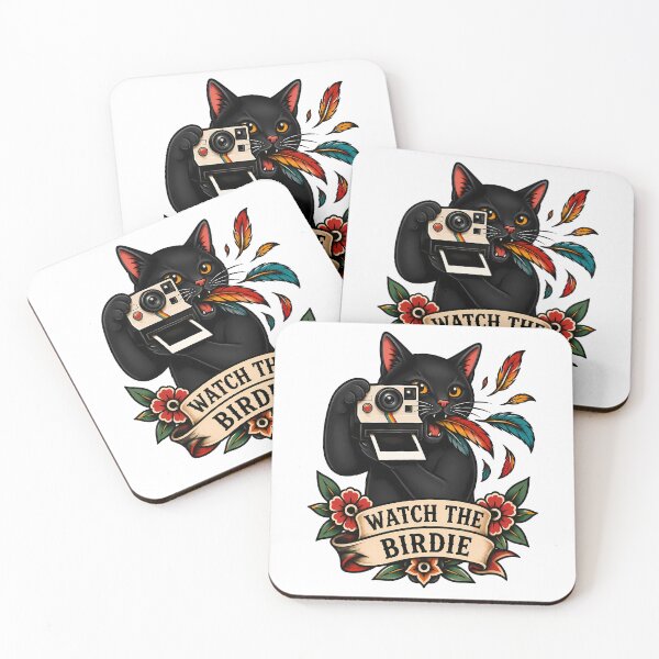 Item preview, Watch The Birdie Black Cat Vintage Camera Tattoo designed and sold by Old's Cool Cat Studio.