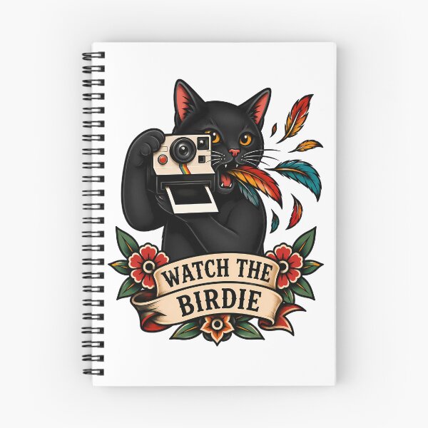 Item preview, Watch The Birdie Black Cat Vintage Camera Tattoo designed and sold by Old's Cool Cat Studio.
