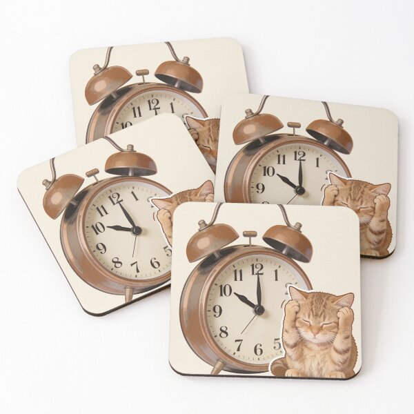 Item preview, Sleepy Cat and Vintage Alarm Clock Morning Wake Up designed and sold by OksArtStudio.