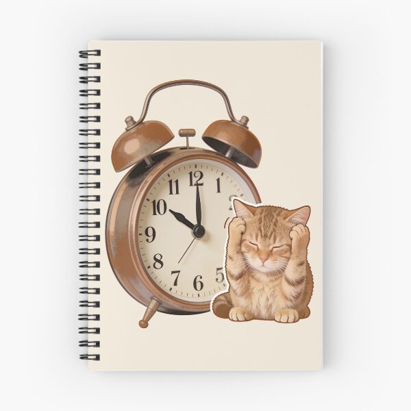 Item preview, Sleepy Cat and Vintage Alarm Clock Morning Wake Up designed and sold by OksArtStudio.
