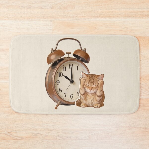 Item preview, Sleepy Cat and Vintage Alarm Clock Morning Wake Up designed and sold by OksArtStudio.