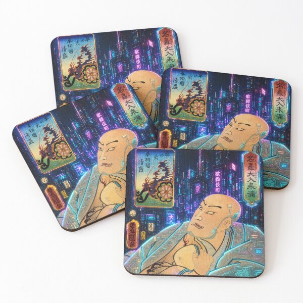 Item preview, Cyberpunk Kabuki Portrait, Futuristic Ukiyo-e Art, Neon Tokyo Japanese Warrior, Retro Anime Aesthetic EDO designed and sold by RhymeArc.