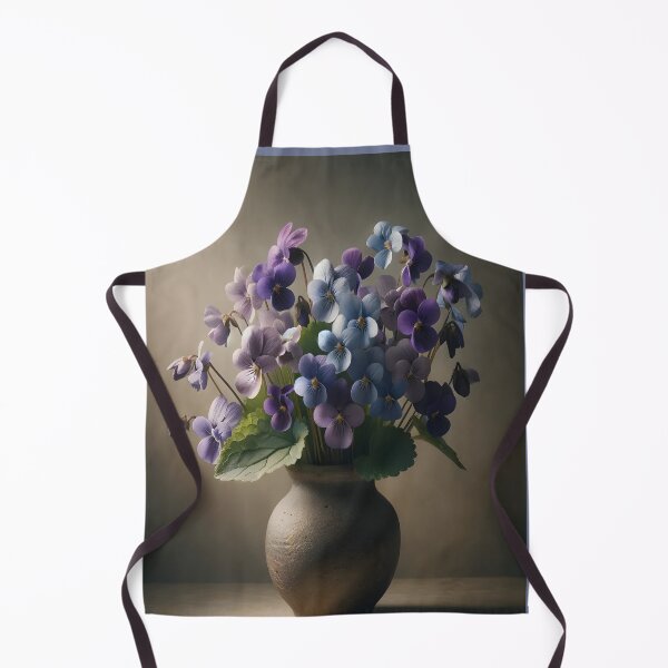 Item preview, Purple and Blue Violets in Rustic Vase, Moody Botanical Still Life Main tag: designed and sold by NarjaShop.