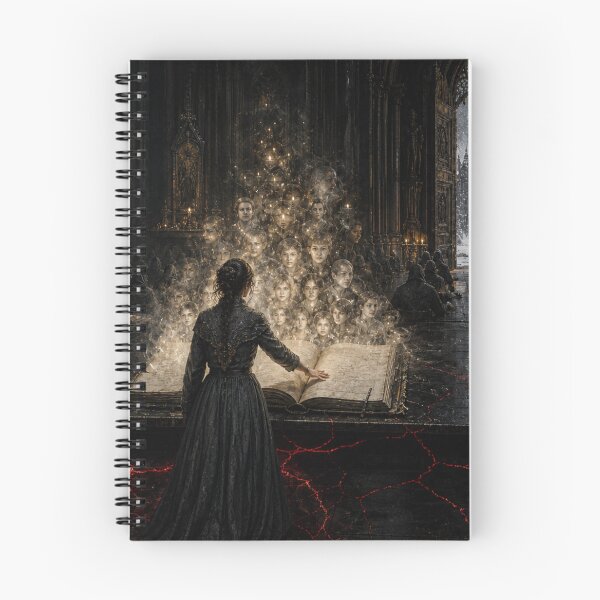 Item preview, White Wolf Cathedral Ledger Gothic Art designed and sold by GeoWhimsy Studio.