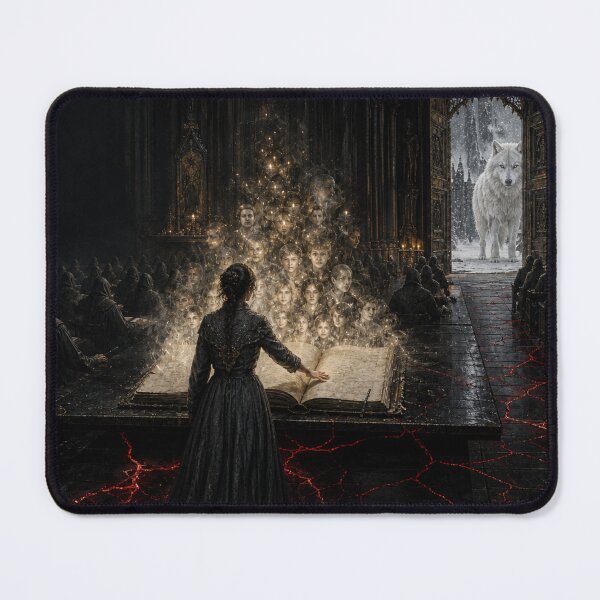 Item preview, White Wolf Cathedral Ledger Gothic Art designed and sold by GeoWhimsy Studio.