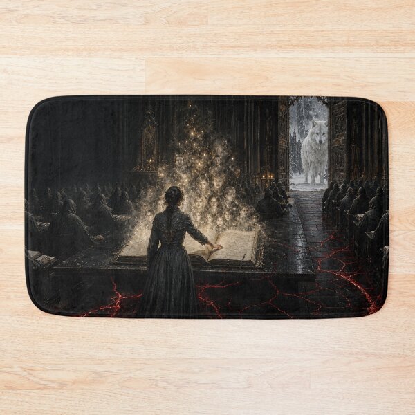Item preview, White Wolf Cathedral Ledger Gothic Art designed and sold by GeoWhimsy Studio.