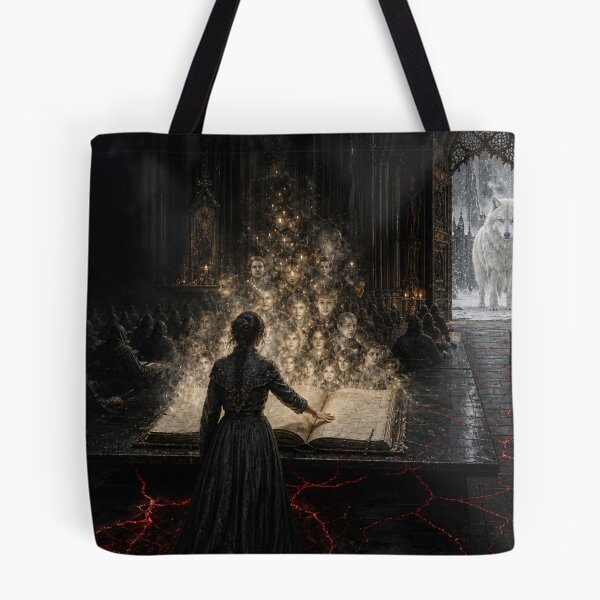 Item preview, White Wolf Cathedral Ledger Gothic Art designed and sold by GeoWhimsy Studio.