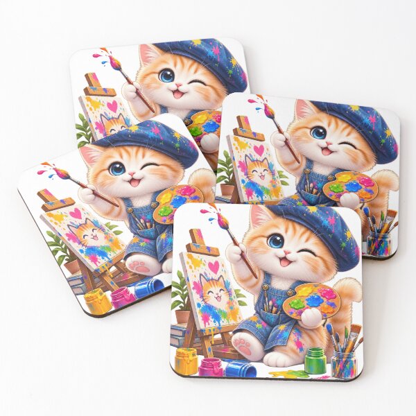Item preview, Cute Kawaii Cat Artist – Adorable Kitten Painting Art designed and sold by teeNova Wear.