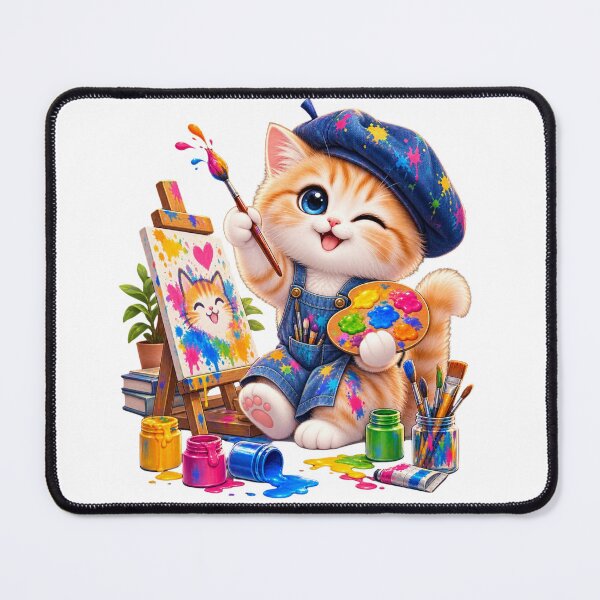 Item preview, Cute Kawaii Cat Artist – Adorable Kitten Painting Art designed and sold by teeNova Wear.