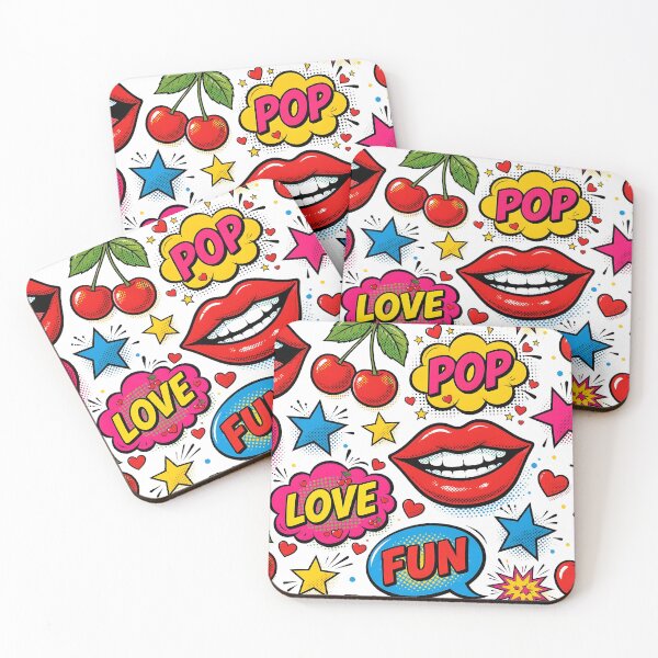 Item preview, Pop Art Lips Cherries Pattern - POP LOVE FUN Comic designed and sold by Ela Art Space .