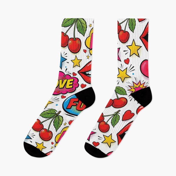 Item preview, Pop Art Lips Cherries Pattern - POP LOVE FUN Comic designed and sold by Ela Art Space .