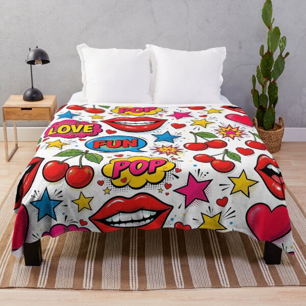 Item preview, Pop Art Lips Cherries Pattern - POP LOVE FUN Comic designed and sold by Ela Art Space .