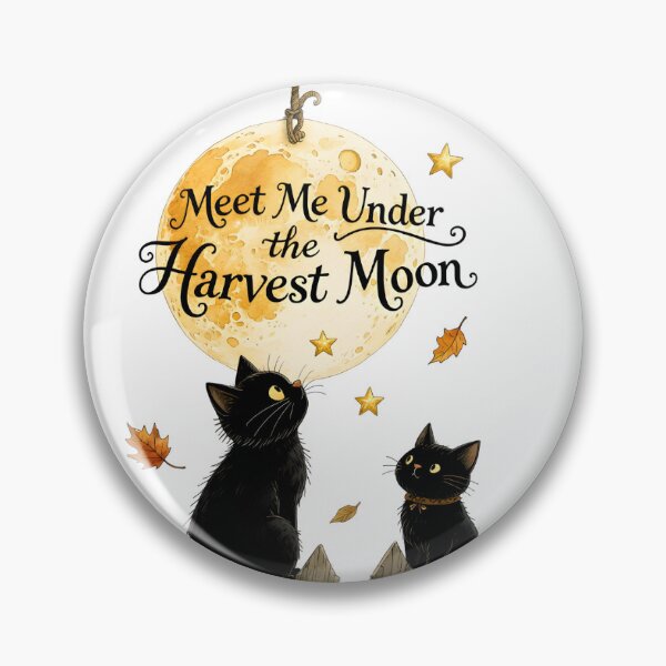 Item preview, Meet Me Under The Harvest Moon Black Cats On Fence Autumn Moonlight designed and sold by Connys Colorful World.