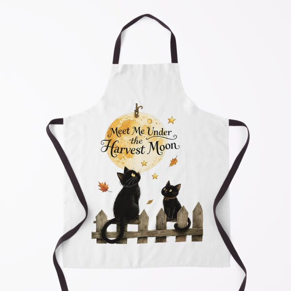 Item preview, Meet Me Under The Harvest Moon Black Cats On Fence Autumn Moonlight designed and sold by Connys Colorful World.