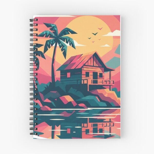 Item preview, Tropical Beach House Sunset Retro Palm Trees Ocean Art designed and sold by GlowAura7.