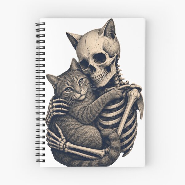 Item preview, Skeleton Hugging Cat Cute Gothic Halloween designed and sold by LeonPhillip.