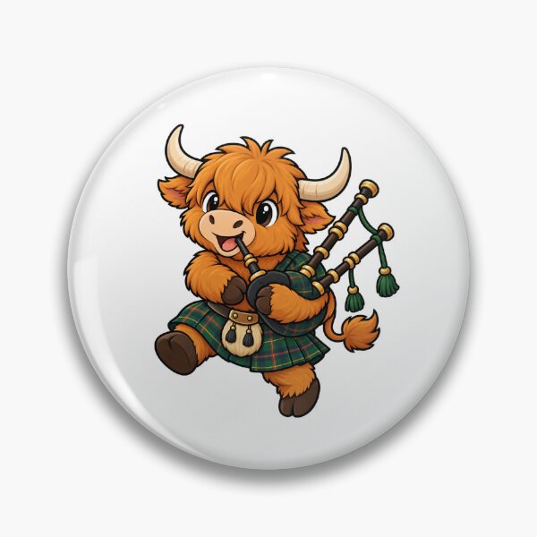 Item preview, Cute Scottish Highland Cow With Bagpipes designed and sold by Creativeworksuk.