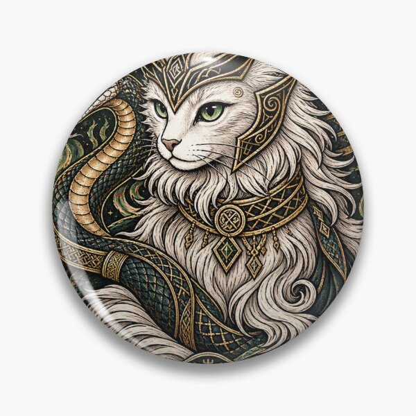 Item preview, Loki The Trickster – Norse Mythology Cat and Serpent Art designed and sold by ChicClicker.