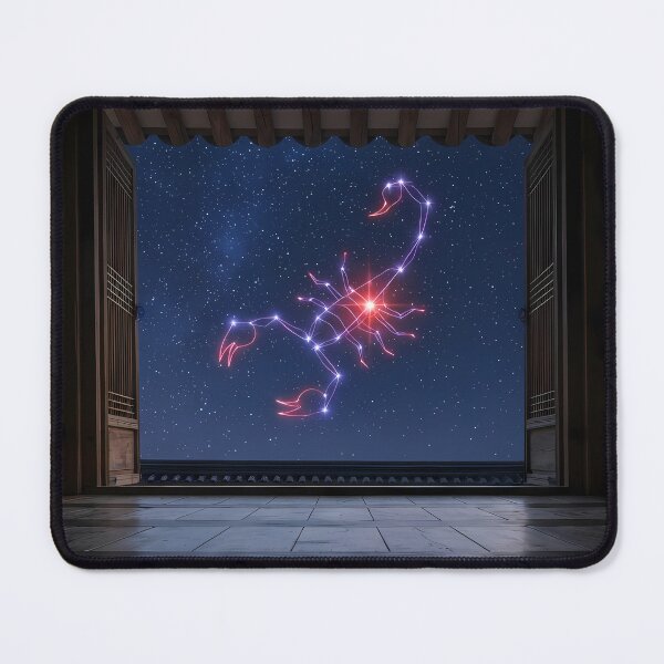 Item preview, Scorpius Constellation over a Traditional Hanok: The Crimson Heart of the Night | Fine Art Print designed and sold by SOOstudio73.