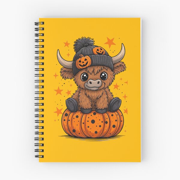 Item preview, Cute Halloween Highland Cow with Pumpkin – Kawaii Spooky Cow designed and sold by anemiche.