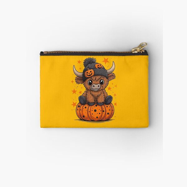 Item preview, Cute Halloween Highland Cow with Pumpkin – Kawaii Spooky Cow designed and sold by anemiche.