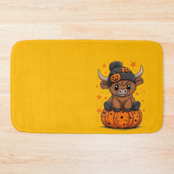 Item preview, Cute Halloween Highland Cow with Pumpkin – Kawaii Spooky Cow designed and sold by anemiche.