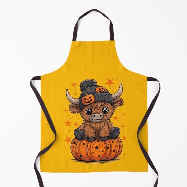 Item preview, Cute Halloween Highland Cow with Pumpkin – Kawaii Spooky Cow designed and sold by anemiche.