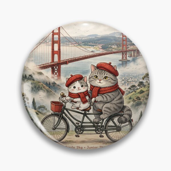 Item preview, Kawaii Cats on Tandem Bike Golden Gate Bridge San Francisco USA designed and sold by MAISON SYLVIE.