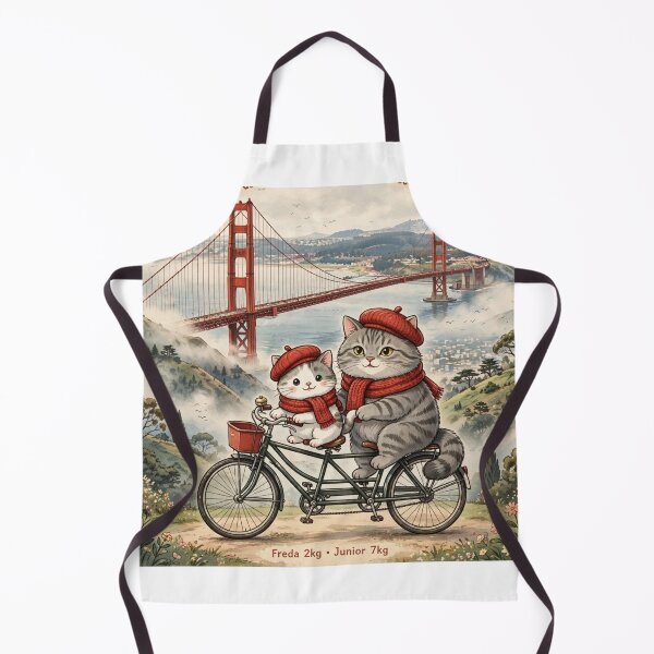 Item preview, Kawaii Cats on Tandem Bike Golden Gate Bridge San Francisco USA designed and sold by MAISON SYLVIE.