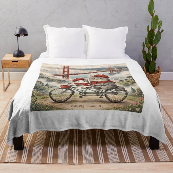 Item preview, Kawaii Cats on Tandem Bike Golden Gate Bridge San Francisco USA designed and sold by MAISON SYLVIE.