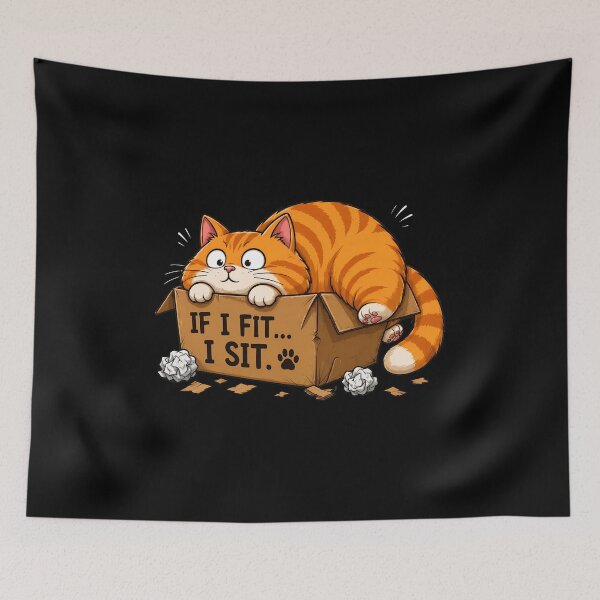 Item preview, Funny Cat If I Fit I Sit Cardboard Box Art designed and sold by Dmo3HarkoArt.
