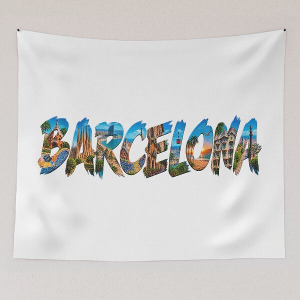 Item preview, Barcelona City Typography – Iconic Travel Collage designed and sold by YOFANTZ!.