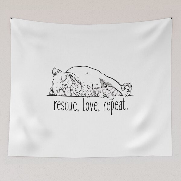 Item preview, Rescue Love Repeat Dog Cat Sleeping Line Art Graphic designed and sold by Dmo3HarkoArt.
