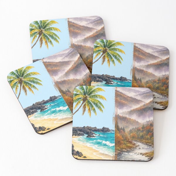 Item preview, Tropical Beach and Mountain Landscape – Nature Escape designed and sold by PetruArtDesigns.