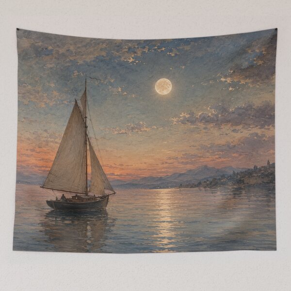 Item preview, Sailboat under a warm evening sky designed and sold by Sigtrix.