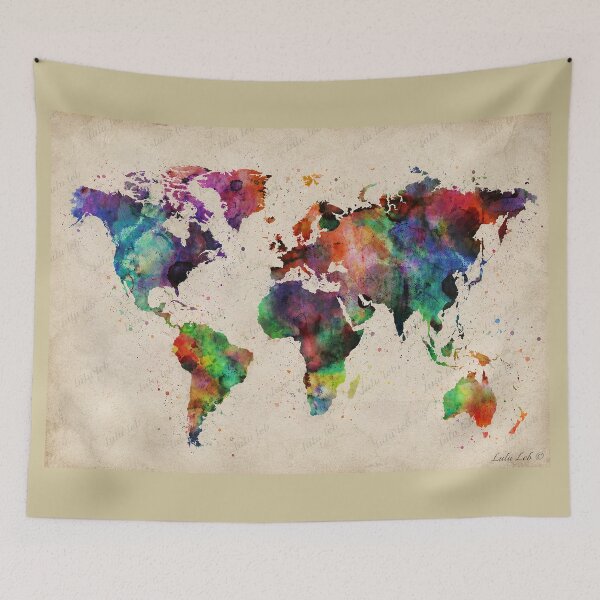 Item preview, Vintage World map color splash designed and sold by LuluLeb.