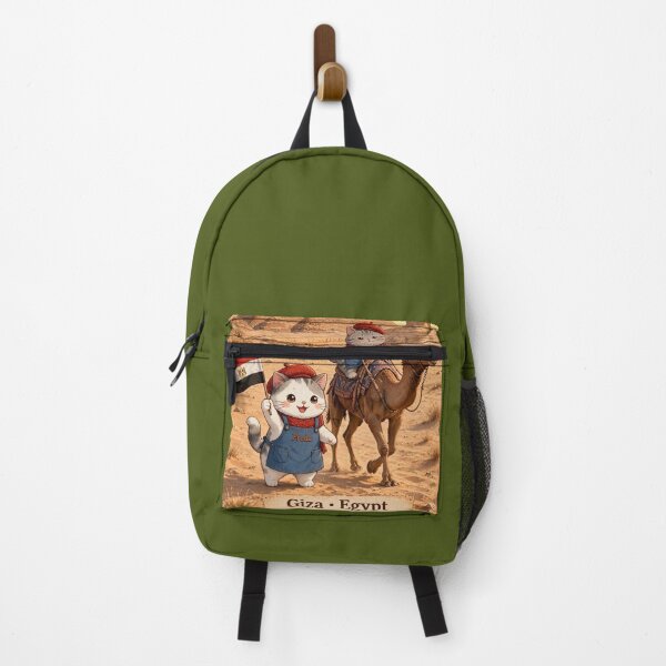 Item preview, Kawaii Cats Camel Ride Giza Egypt - Freda and Junior with Egyptian Flag designed and sold by MAISON SYLVIE.