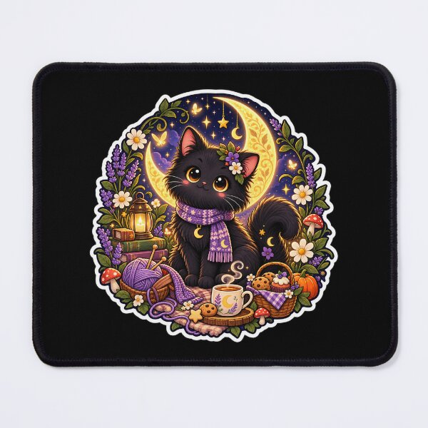 Item preview, Midnight Moon Cat – Cozy Witchy Cottagecore sticker designed and sold by RDcollections.