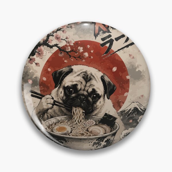 Item preview, Pug Dog Ramen Sumie Japanese Vintage designed and sold by TomFrontierArt.