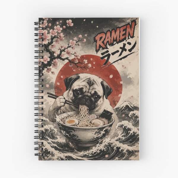 Item preview, Pug Dog Ramen Sumie Japanese Vintage designed and sold by TomFrontierArt.