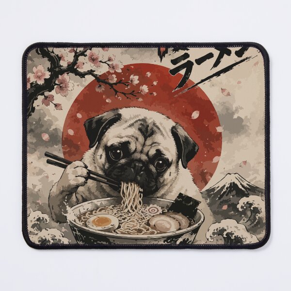 Item preview, Pug Dog Ramen Sumie Japanese Vintage designed and sold by TomFrontierArt.