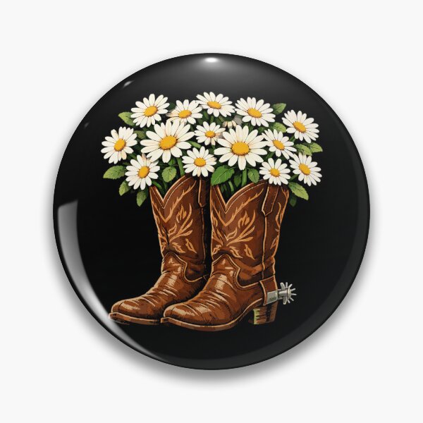 Item preview, Cowboy boots with daisy flower design designed and sold by Pineapple-Tree.
