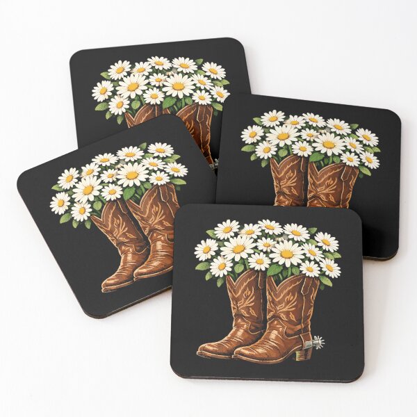 Item preview, Cowboy boots with daisy flower design designed and sold by Pineapple-Tree.