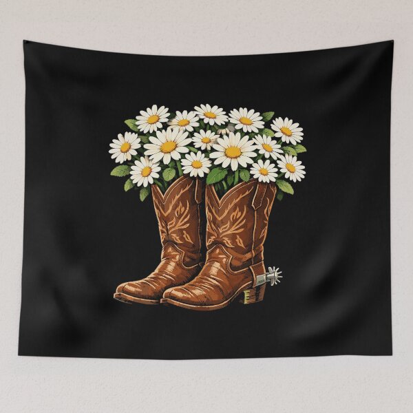 Item preview, Cowboy boots with daisy flower design designed and sold by Pineapple-Tree.