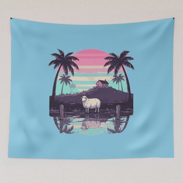 Item preview, Vaporwave Sunset Sheep designed and sold by KungPowUnicorn.